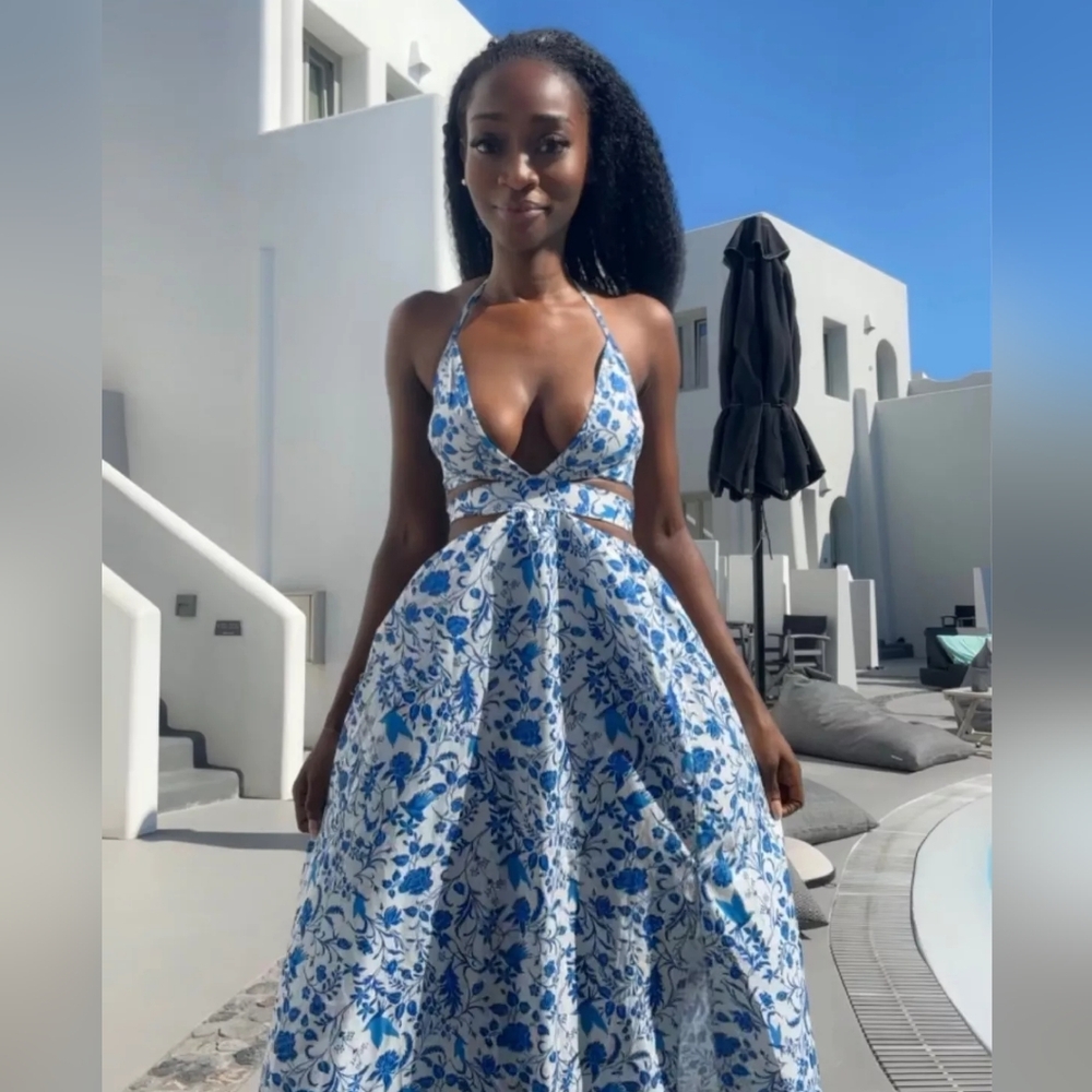 Blue and White Floral Maxi